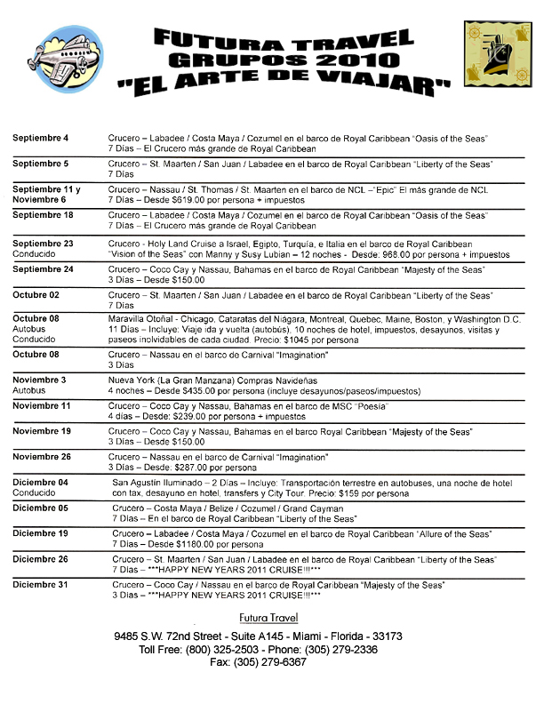 Futura Travel - Group Packages 2009-2010